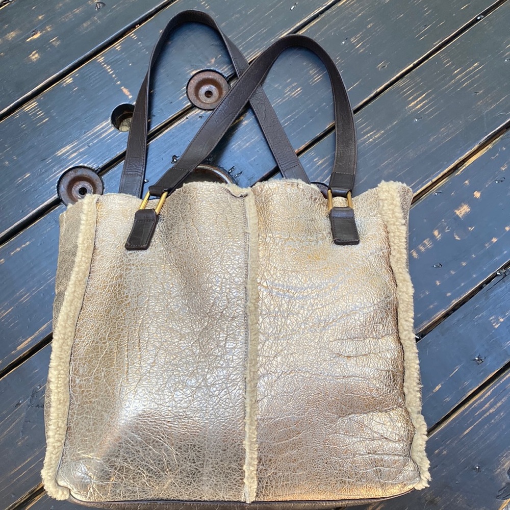 FALOR Leather & Sherpa Tote